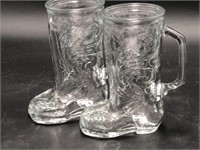 2 Vintage 6" Western Boot Drinking Glasses