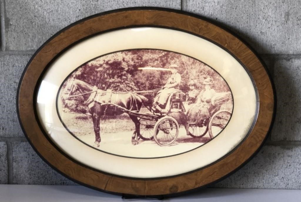 Vintage Custom Framed 3 women in Carriage