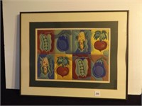 Framed Quilted Fabric w/Vegetables 20" x 16"