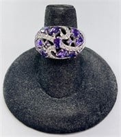 Sterling Amethyst Ring 7 Grams Size 5.75