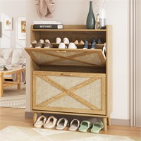 Maupvit Shoe Cabinet with 2 Flip Drawers, Freesta