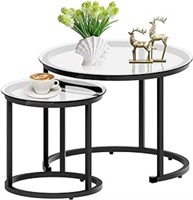 aboxoo Black Nesting Coffee Glass Table Set of 2,
