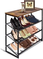aboxoo 4-Tiers Shoes Rack Tilting Adjustable Frees