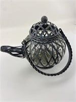 Unique Glass Wrapped In Metal Tea Pot Centerpiece