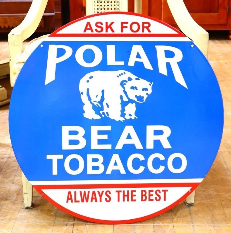 Porcelain dbl sided 24in Polar Bear Tobacco sign