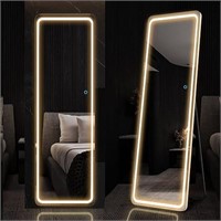 LVSOMT Full Length Mirror with LED Lights, Free St