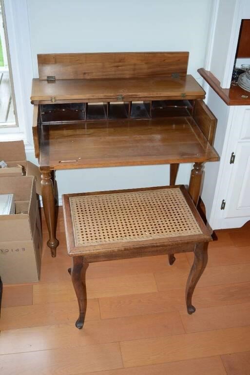 WOODEN WRITING DESK WITH BENCH