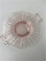 Vintage Pink Depression Glass Handled Serving
