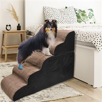 LOOBANI Dog Steps, Five Steps Foldable Dog Stairs