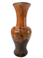 MCM 12.5" Orange & Brown Drip Glaze Vase