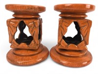 (2) MCM Orange Candle Holders / Wax Melters