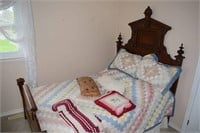 ANTIQUE DOUBLE BED FRAME WITH BOX SPRING,