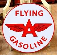 Porcelain dbl sided 24in Flying A Gasoline sign
