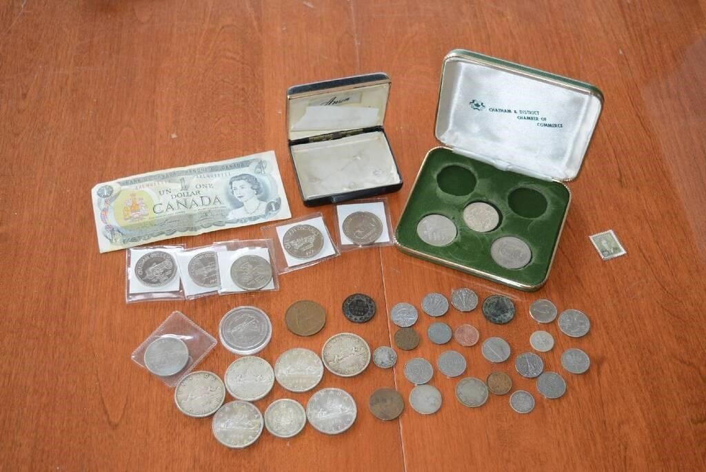 COLLECTION OF COINS, SILVER DOLLARS, TOKENS, ETC.