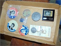 Flat full of Vintage Political Buttons, plus