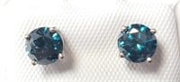 $2500 14K  Blue Diamond Treated (1.08ct) Earrings