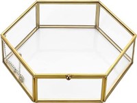 Hipiwe Vintage Glass Jewelry Box - Golden Hexagona