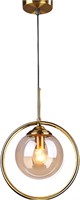 Industrial Vintage Pendant Light  Brass  Amber