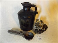 Black Pottery Jug-8", Chalkware Goat Ram