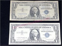 (2) 1957 Star Note Silver Certificates