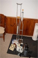 CRUTCHES, SEATED PEDAL EXERCISER, HEATING PAD,