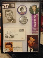 Showcase full of Kennedy Buttons & Misc.