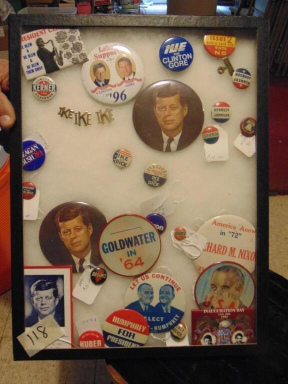 Showcase full of Political Buttons