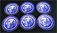 Lot of 6 vntg Mintons English blue willow plates