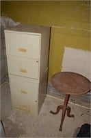 2 - 2 DRAWER FILING CABINETS AND WOODEN TABLE