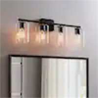 Light Black Vanity Light with Square Glass Shades