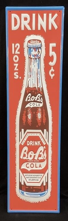 DRINK BOB’S COLA PORCELAIN SIGN, 7.5’’ W & 29’’ H