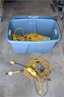 TOTE OF ASSORTED EXTENSION CORDS