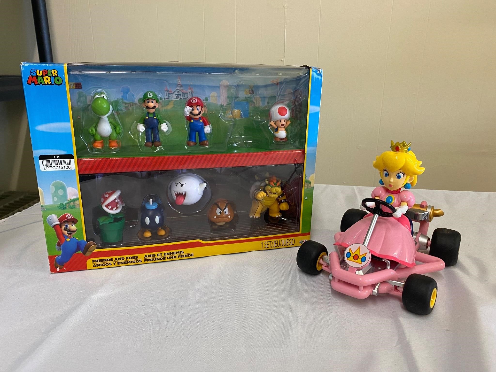 OPEN BOX Super Mario Figures & Peach Go Kart