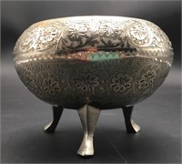 Metal Silver Etched Bowl
