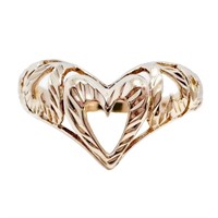 Domed Heart Cut- Out Ring 10k Yellow Gold