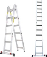 12Ft Extension Step Ladder Lightweight  2in1 Alumi