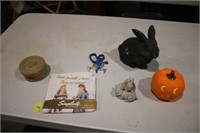 Rabbit decor, pumpkin, Simplicity tea towel