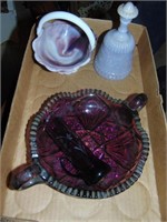 Flat of Purple Slag & Art Glass