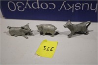 Pewter pigs, cow