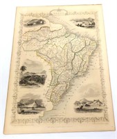 Vntg 15x10.5 print J Rapkin map of South America