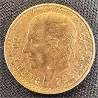 1945 Mexico Gold 2 Pesos