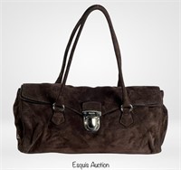Prada Brown Suede Leather Shoulder Bag
