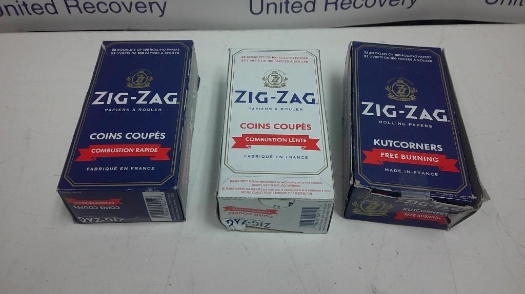 3 cases of zig zag rolling papers