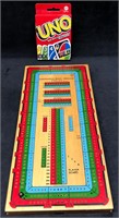 2 Games - Continuous Track Cribbage Board and Uno