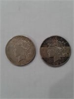(2) 1922-S Silver Peace $'s