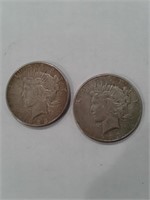 (2) 1923-S Silver Peace $'s