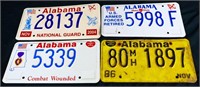 Lot of 4 Alabama license plates