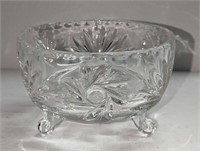 Vintage Crystal Glass Footed Bowl