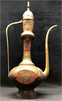 Vintage Etched Brass Tea Pot - Turkish Moroccan Mi