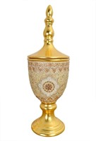 Insculpted  Jeweled Finial Urn with Lid